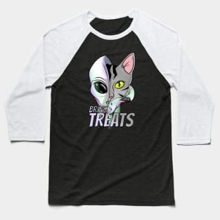 Cartoon Alien Bring Treats Space Cat Baseball T-Shirt